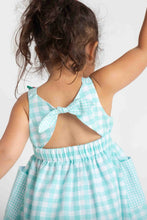 Load image into Gallery viewer, Gingham Linen-Look Dress with Flowers
