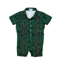 Load image into Gallery viewer, Feliz Navidad Short Sleeve Guayabera Romper

