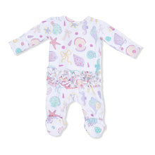 Load image into Gallery viewer, Beach Days Two Way Ruffle Back Zipper Footie

