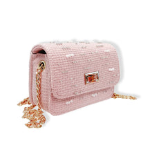 Load image into Gallery viewer, Pink Tweed Purse With Pearls And Beads
