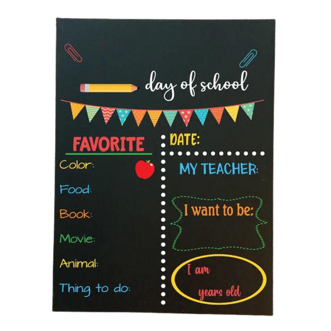 Back To School Chalkboard Sign With Flags