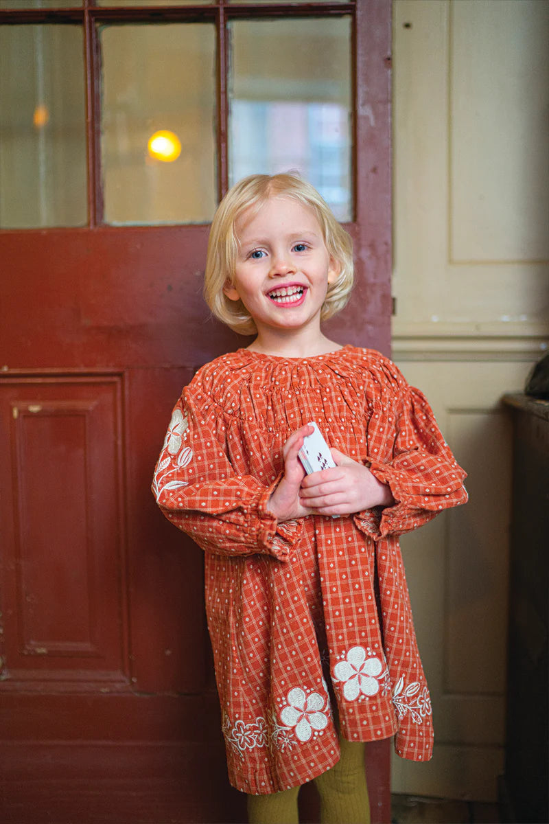 Tulip Dress - Auburn Tarn Dye Embroidery