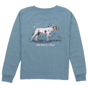 Pointer Long Sleeve Tee - Steel Blue