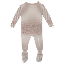 Load image into Gallery viewer, Blossom Breeze Stripe Print Layette Ruffle Footie with 2 Way Zipper
