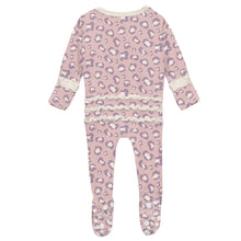 Load image into Gallery viewer, Baby Rose Cheetah Ruffle Footie With 2-Way Zipper
