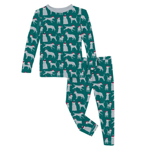 Cedar Santa Dogs Long Sleeve Pajama Set