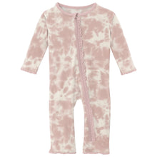 Load image into Gallery viewer, Rose Tie Dye Muffin Ruffle Coverall with Zipper
