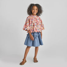 Load image into Gallery viewer, Misha Scallop Top - Burgundy Sketched Floral
