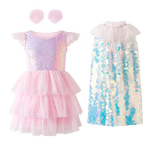 Load image into Gallery viewer, Pink Glitter Tutu With Cape And Hair Clip
