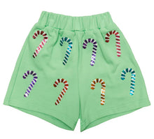 Load image into Gallery viewer, Sequin Candy Cane Sweatshirt And Shorts
