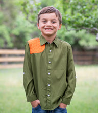 Load image into Gallery viewer, Post Oak And Blaze Orange Long Sleeve Shirt - Double Patch
