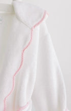 Load image into Gallery viewer, Bathrobe - White Terry with Hood and Pink Gingham Trim
