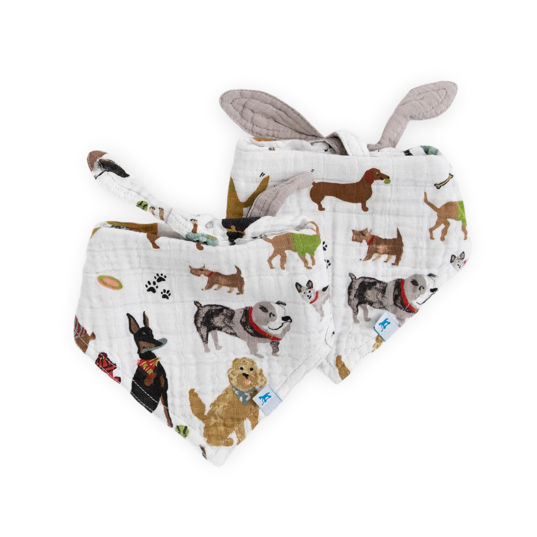 Cotton Muslin Reversible Bandana Bib 2 Pack - Woof