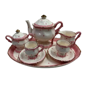 Fancy Pink Dots Porcelain Tea Set