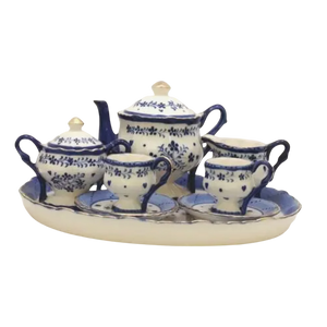 Fancy Blue Porcelain Tea Set