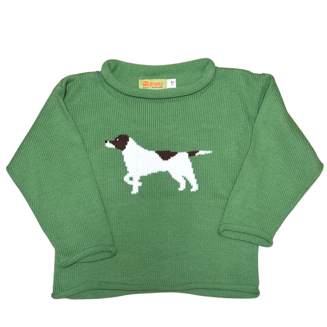 Green Roll Neck Sweater With Pointer