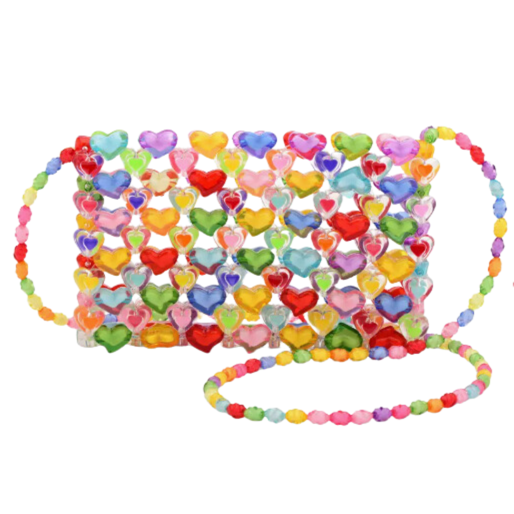 Hearts Beaded Crossbody Bag