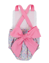 Load image into Gallery viewer, Sally Sunsuit - Briar Patch Petals With Hamptons Hot Pink &amp; Dog Applique
