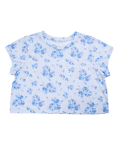 Load image into Gallery viewer, The Nicole Slouch Tween Tee - Blue Floral Drop Shoulder
