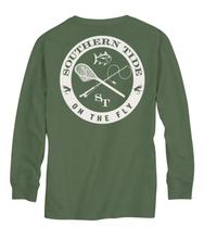 Load image into Gallery viewer, Cedar Green Long Sleeve Fly Fishing Badge Tee

