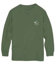 Load image into Gallery viewer, Cedar Green Long Sleeve Fly Fishing Badge Tee
