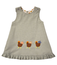 Load image into Gallery viewer, Sage Check Reversible Jumper With Turkeys And Pumpkin
