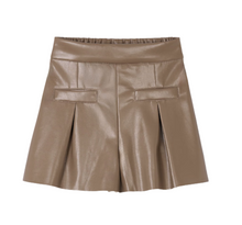 Load image into Gallery viewer, Tan Faux Leather Shorts
