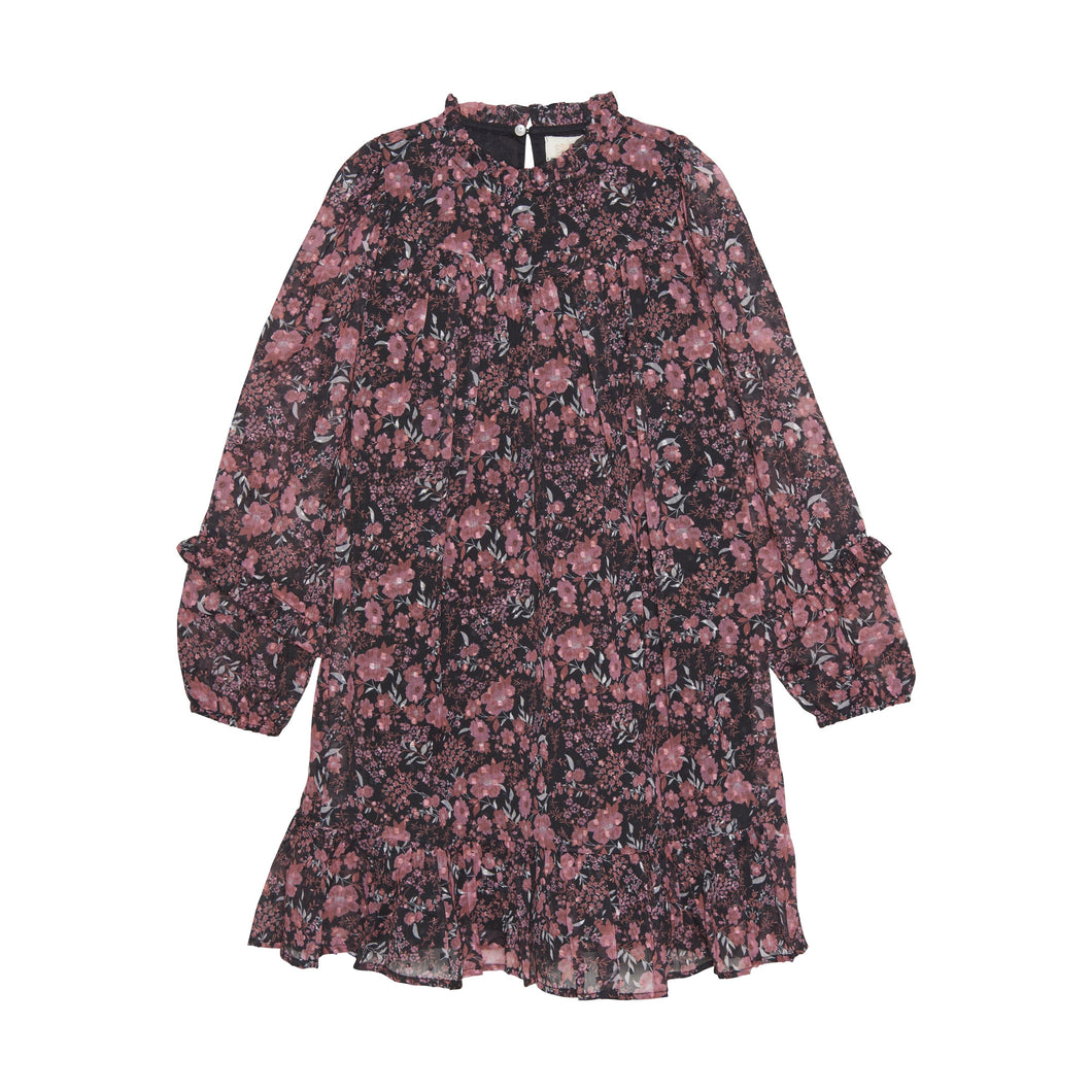 Black Floral Dobby Dress