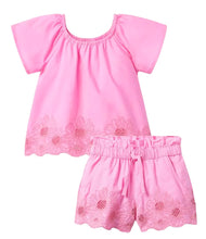 Load image into Gallery viewer, Embroidered Floral Hem Top And Shorts
