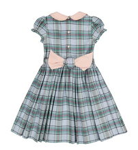 Load image into Gallery viewer, Sherazade Short Sleeve Smocked Dress - Green/Pink Tartan
