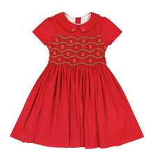Load image into Gallery viewer, Stella Red Corduroy Short Sleeve Smocked Dress
