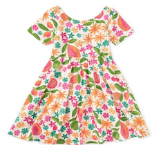 Load image into Gallery viewer, Tropical Fruit Floral Twist Back Ballet Dress
