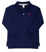 Load image into Gallery viewer, Prim &amp; Proper Long Sleeve Polo - Nantucket Navy With Richmond Red
