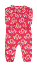 Load image into Gallery viewer, Ramona Long Sleeve Ruffle Romper - Bows &amp; Berries With Hamptons Hot Pink
