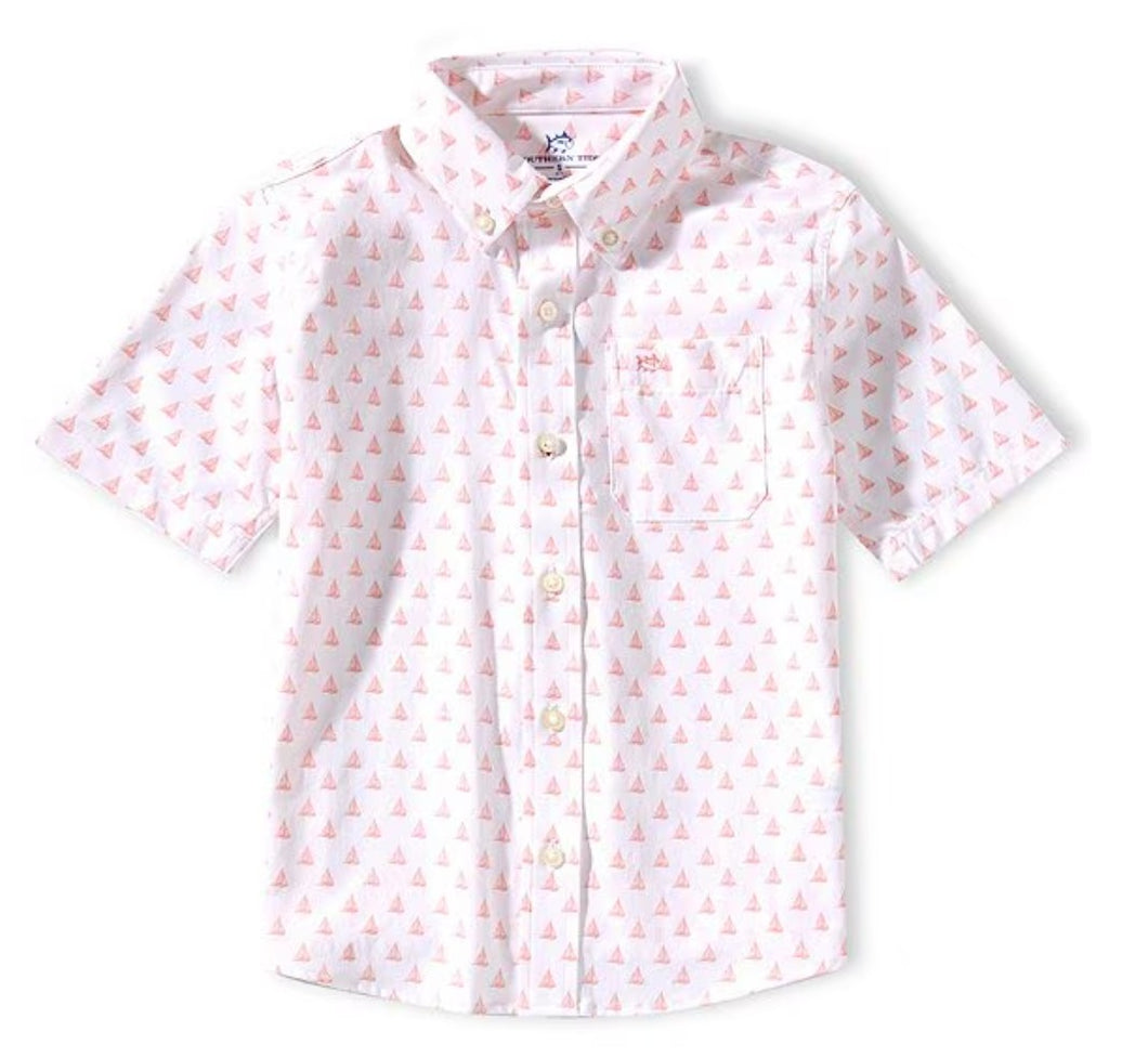 White Short Sleeve Floatin Along Sportshirt