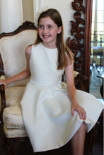 Load image into Gallery viewer, Ivory Sparkle Twirl Dress with Trim
