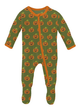 Load image into Gallery viewer, Jack Lantern Print Footie With 2-Way Zipper
