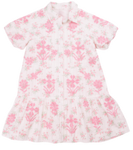 Load image into Gallery viewer, The Darcie Tween Dress - White &amp; Pink Floral Embroidery
