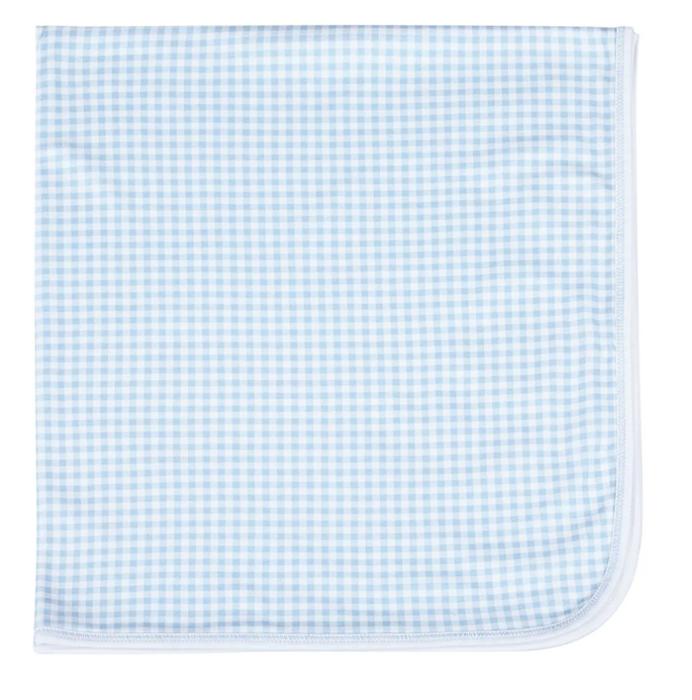 Mini Checks Spring 24 Blue Receiving Blanket
