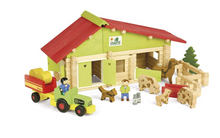 Load image into Gallery viewer, Barn with Tractor, Farmer &amp; Animals Build Set
