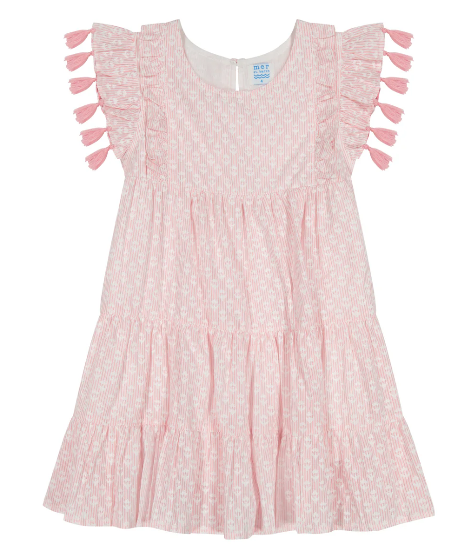 Sophie Tassel Dress - Rose Stripe