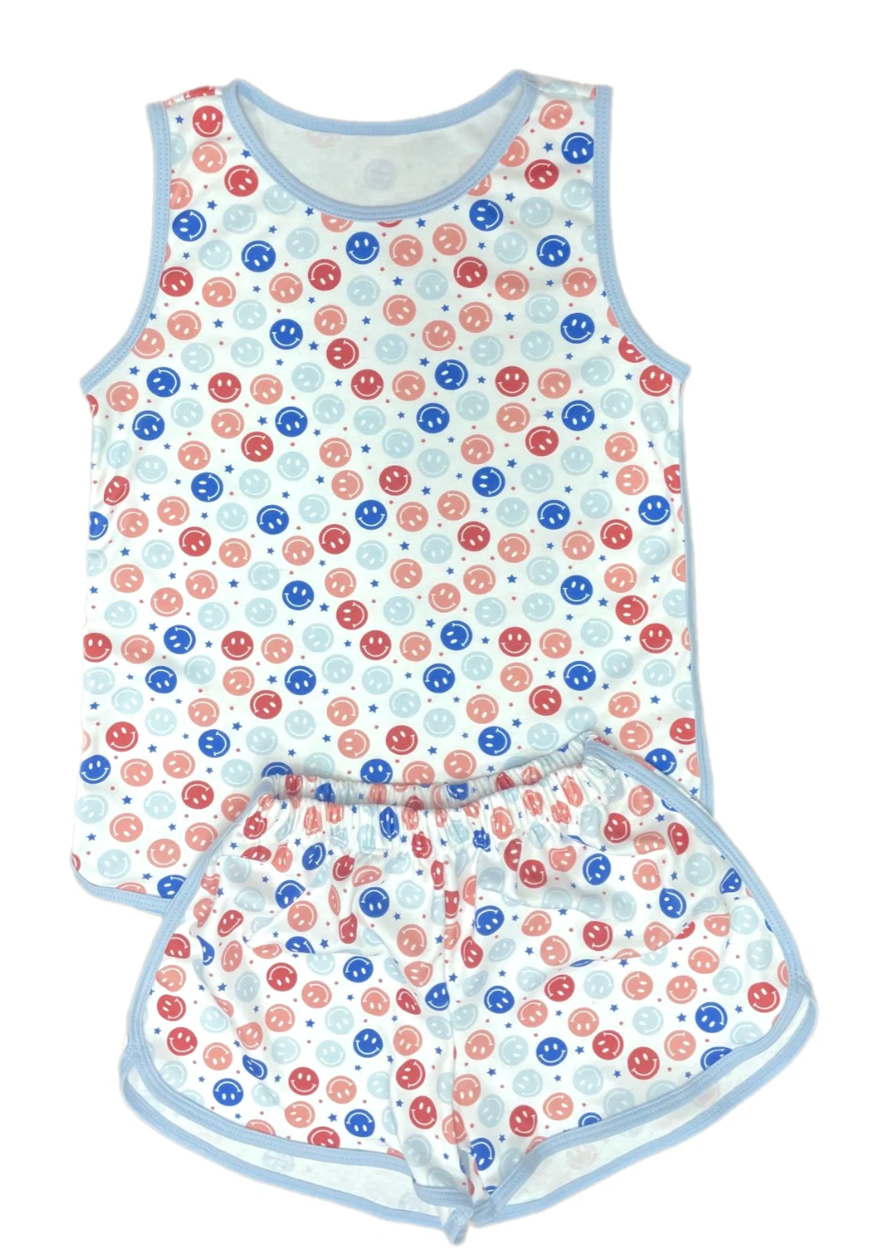 Tank Pima Lounge Set - Red, White And Blue Smiley