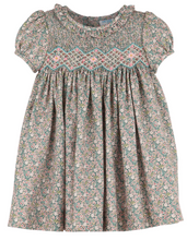 Load image into Gallery viewer, Teal Forest Floral Smock Dress
