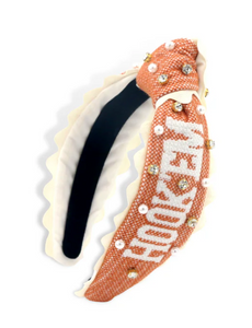 Hook'em Horns Cross Stitch Headband