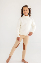 Load image into Gallery viewer, Townsend Turtleneck Sweater - Palmetto Pearl with Coral Gables Gold Metallic Stork
