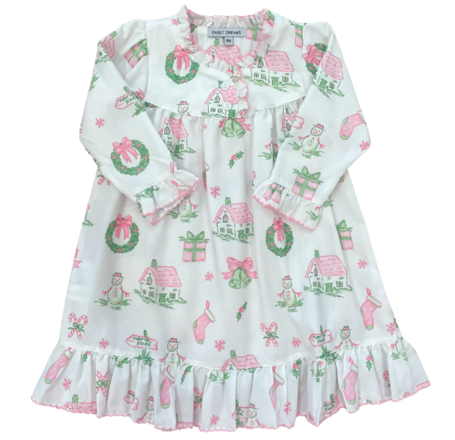 Pink And Green Christmas Theme Gown