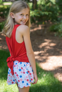 Red White and Blue Smiley Butterfly Shorts