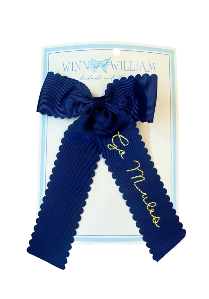 Go Mules Bow - Navy With Gold
