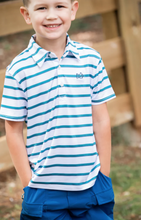 Load image into Gallery viewer, Performance Long Sleeve Polo - Alexandrite Fairway Stripe
