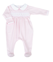 Load image into Gallery viewer, Mini Checks Spring 24 Girl&#39;s Smocked Collared Footie
